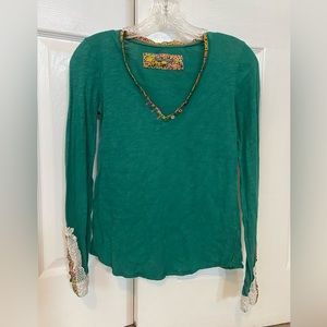 Anthropologie Little Yellow Button long sleeve t